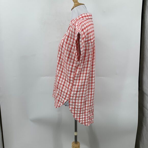 Loft Ann Taylor Gingham Button Up Shirt Women Petite XSP Extra Small Shirttail - Picture 5 of 12